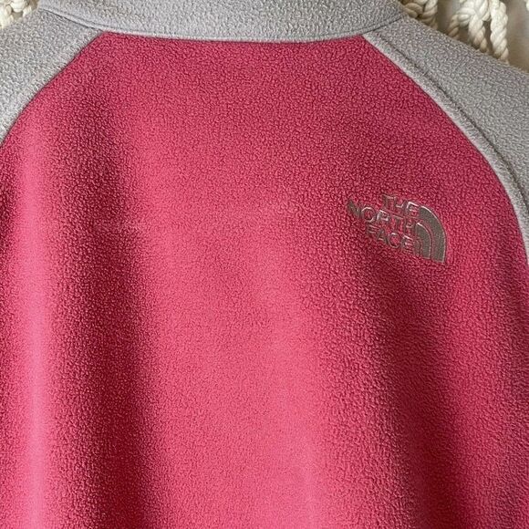 The North Face Jacket MED L Fleece Grey Pink Full Zip Unlined Camping Hiking - Picture 10 of 12